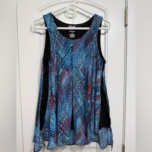 Rock 47 by Wrangler Blue Abstract Sleeveless Tank Top Size M Women’s
